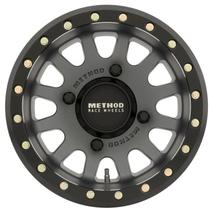 Method MR401 UTV Beadlock 15x7 4+3/+13mm Offset 4x156 132mm CB Titanium w/Matte Black Ring Wheel